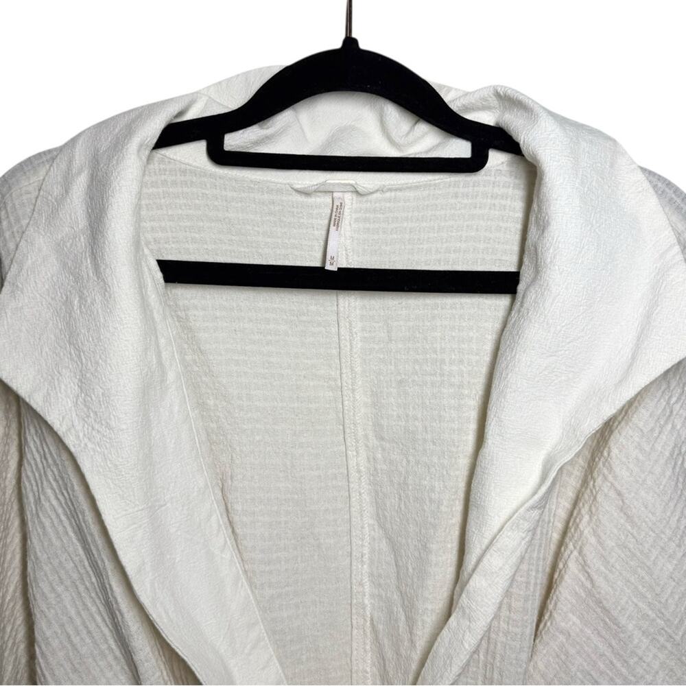 Free People Cream Ivory Waffle Relaxed V Neck Tie Waist Emeri Romper - Medium - Picture 5 of 12